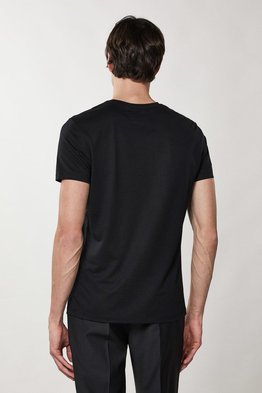 Black Patrizia Pepe Slim Fit T-shirt In Lyocell Jersey And Cotton | BAV586429