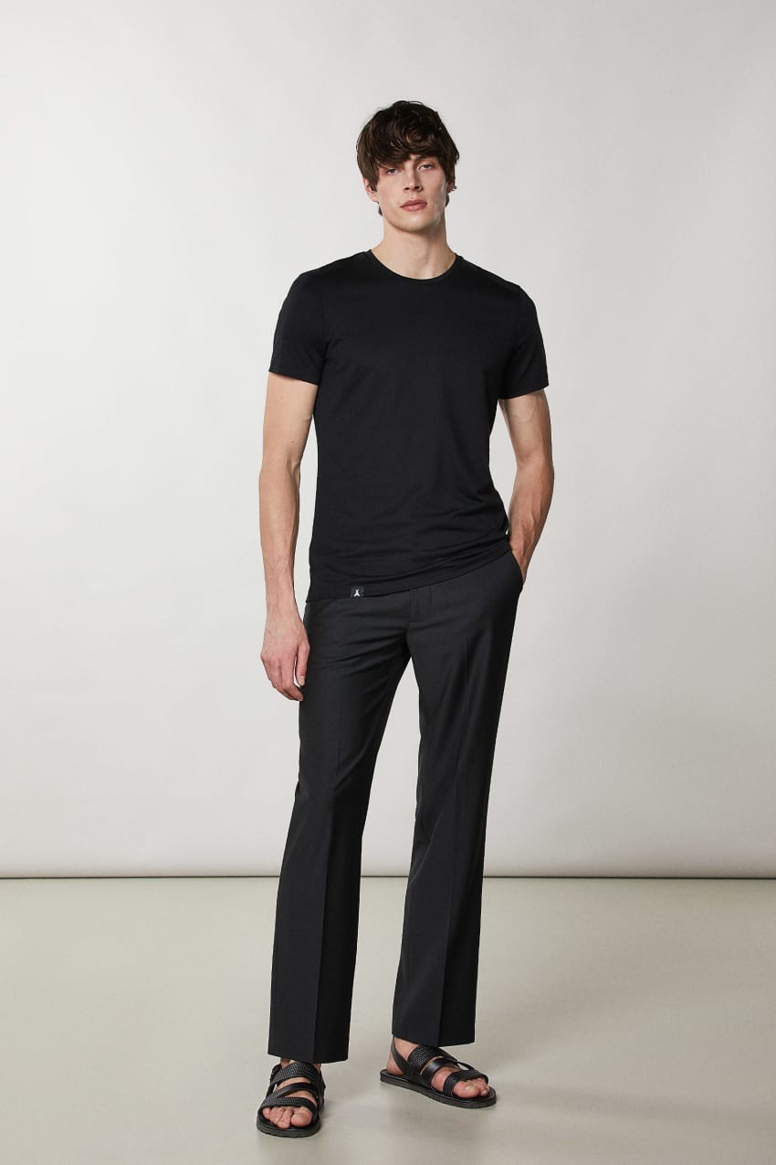 Black Patrizia Pepe Slim Fit T-shirt In Lyocell Jersey And Cotton | BAV586429