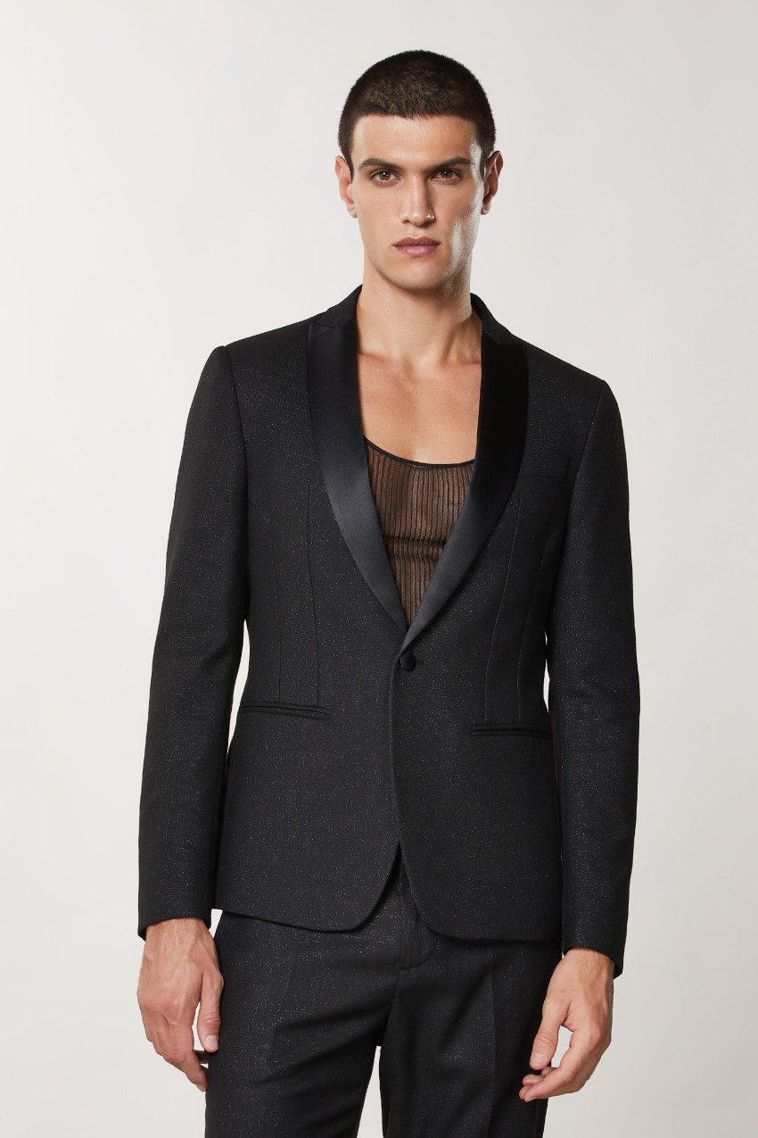 Black Patrizia Pepe Slim Fit Tuxedo Jacket | JDQ467821