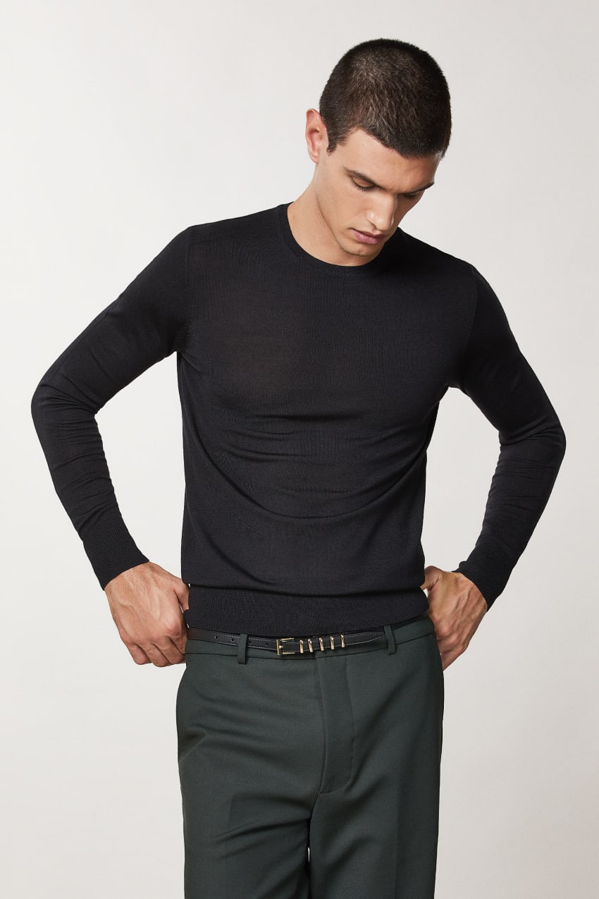 Black Patrizia Pepe Slim Fit Wool Sweater | CBG420617