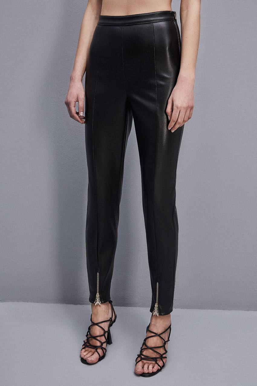 Black Patrizia Pepe Slim Leggings In Coated Fabric | HPL781692