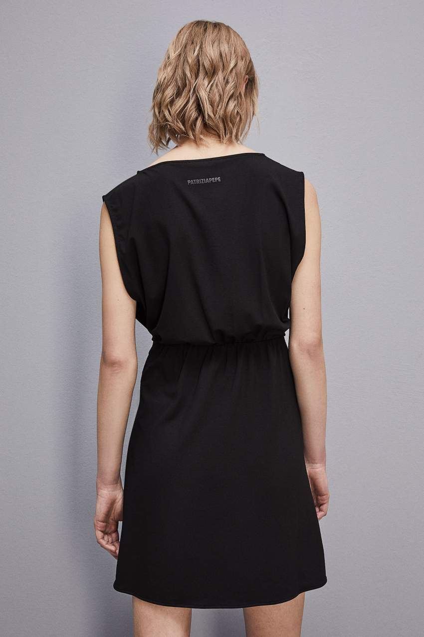 Black Patrizia Pepe Stretch Jersey Boat-neck Dress | DIL291058