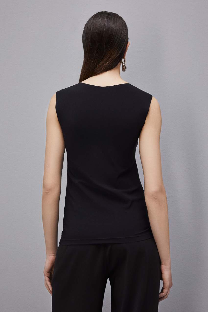 Black Patrizia Pepe Stretch Jersey Tank Top | UQL429738