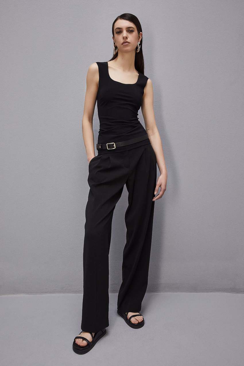 Black Patrizia Pepe Stretch Jersey Tank Top | UQL429738