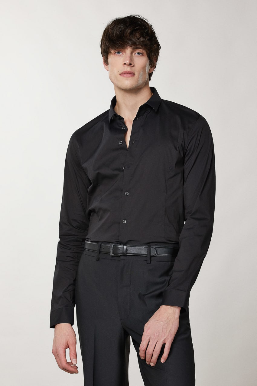 Black Patrizia Pepe Stretch Poplin Shirt | OWN365491