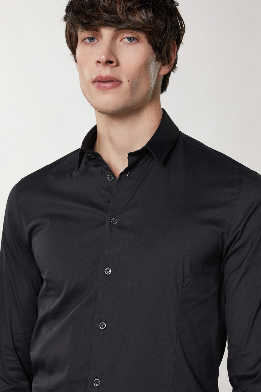 Black Patrizia Pepe Stretch Poplin Shirt | OWN365491