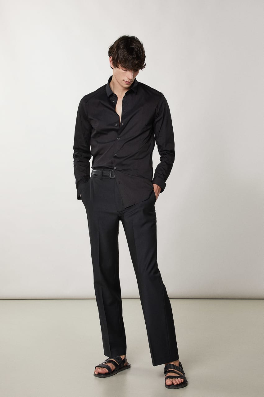 Black Patrizia Pepe Stretch Poplin Shirt | OWN365491