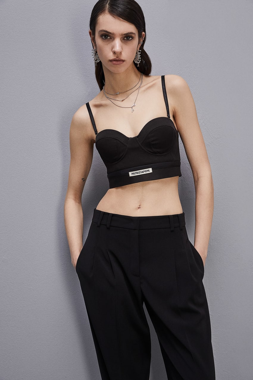 Black Patrizia Pepe Tailored Bustier With Belt | NEG463790