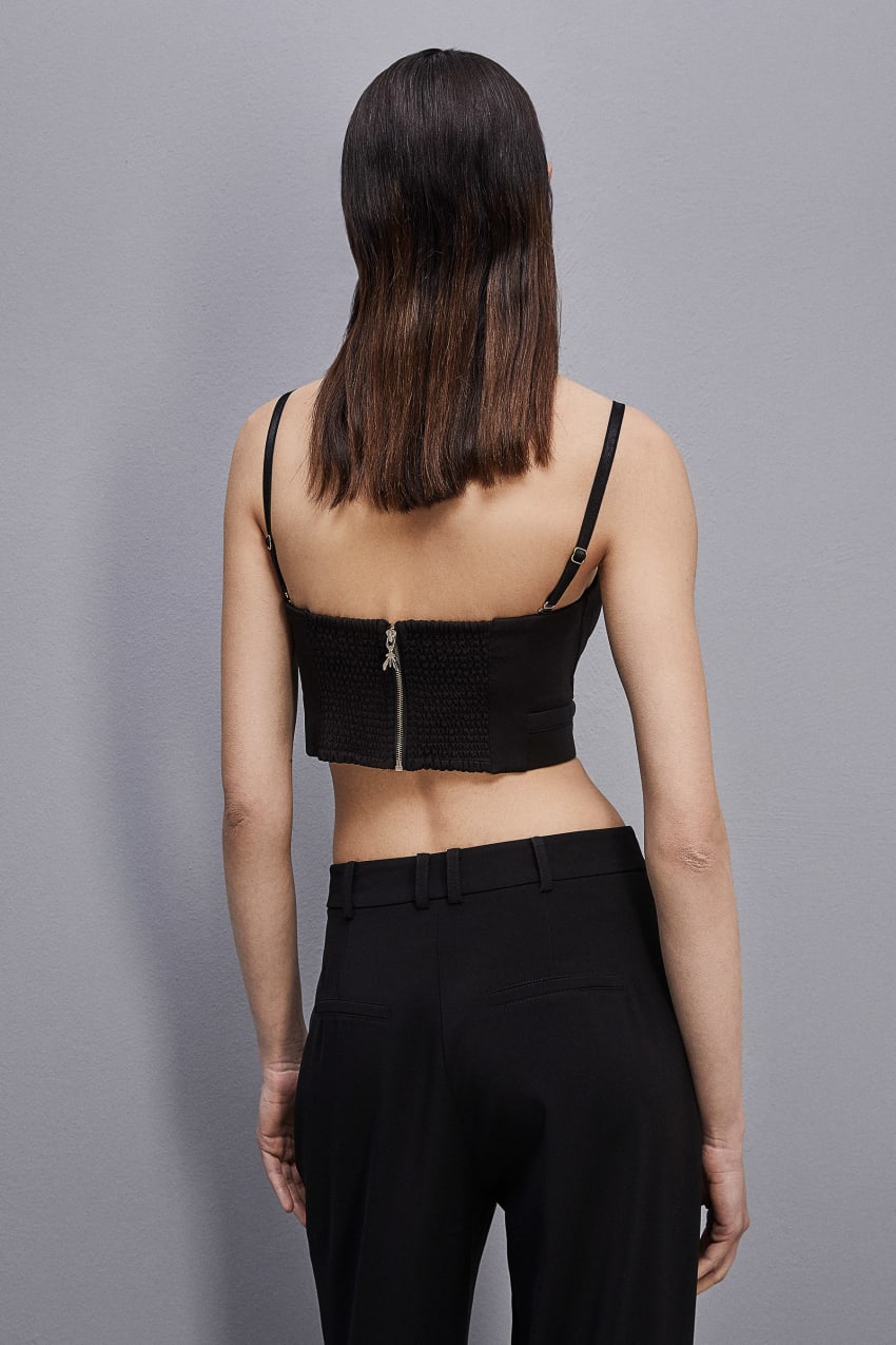 Black Patrizia Pepe Tailored Bustier With Belt | NEG463790