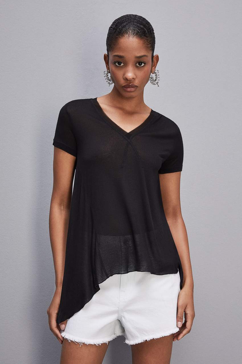 Black Patrizia Pepe T-shirt In Super Light Modal Jersey | XZJ967345