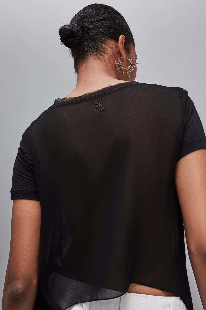 Black Patrizia Pepe T-shirt In Super Light Modal Jersey | XZJ967345