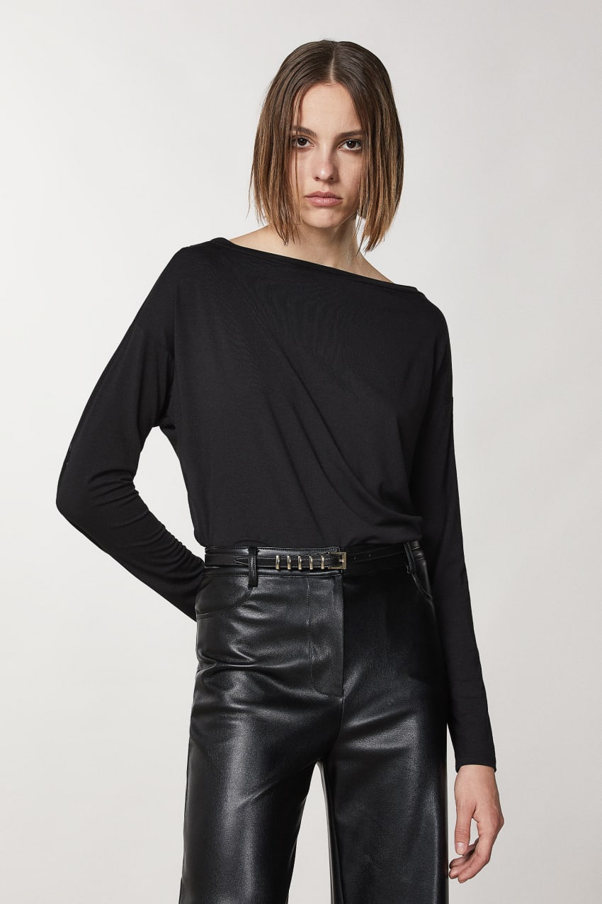 Black Patrizia Pepe Viscose Sweater With Rhinestones | SFI280316