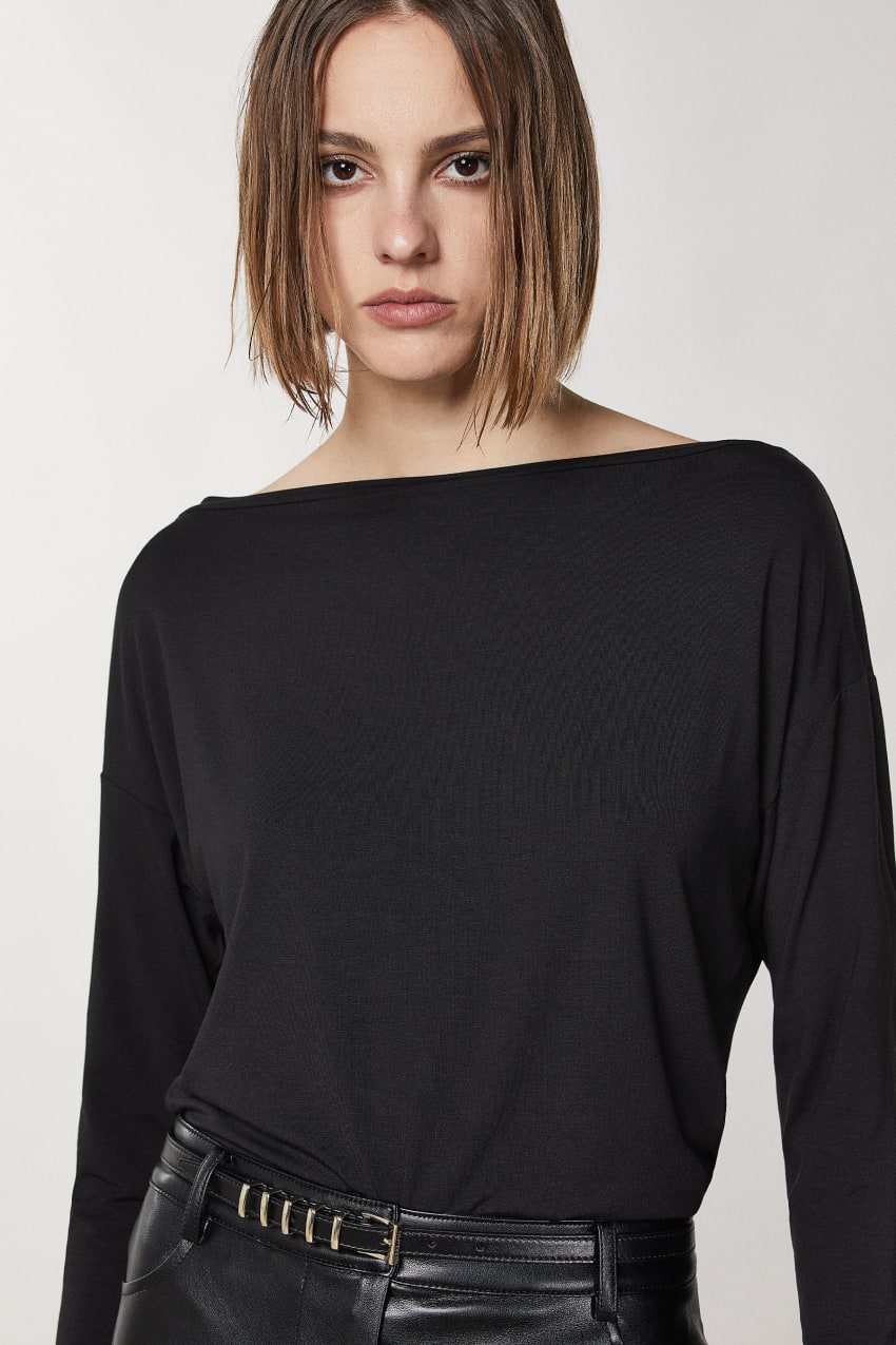 Black Patrizia Pepe Viscose Sweater With Rhinestones | SFI280316