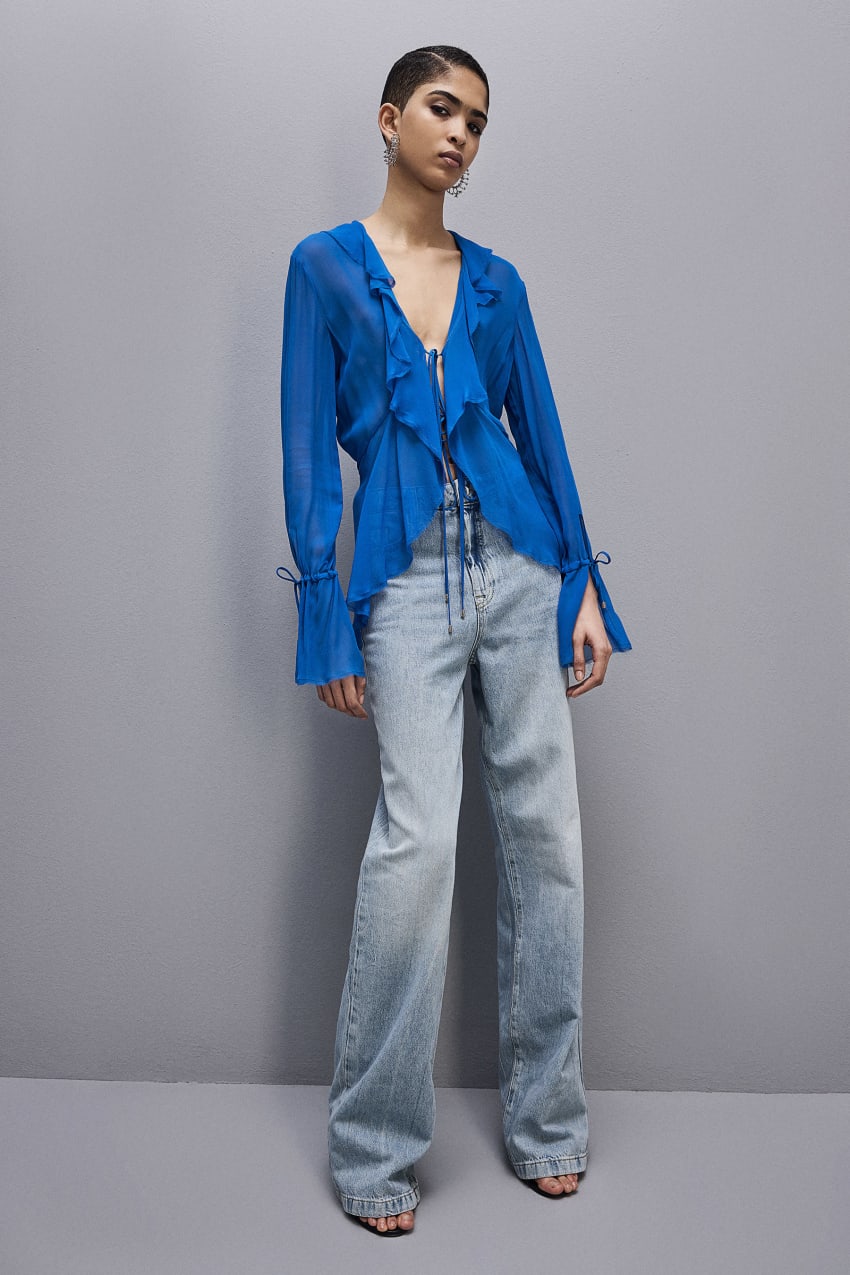 Blue Patrizia Pepe Chiffon Blouse | ZBP735296