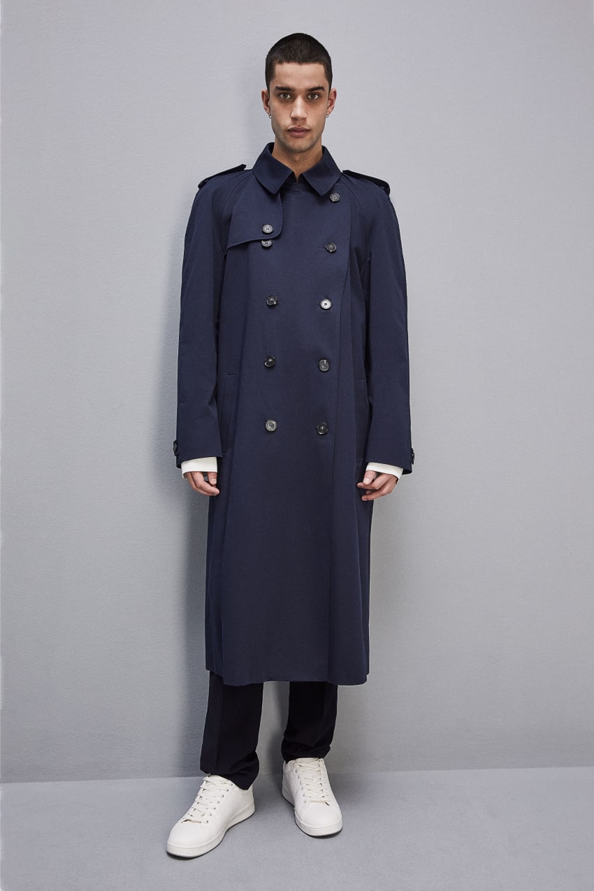 Blue Patrizia Pepe Double-breasted Cotton Gabardine Trench Coat | UAX514837