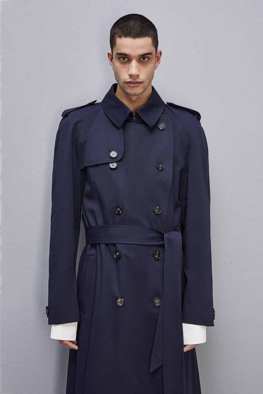 Blue Patrizia Pepe Double-breasted Cotton Gabardine Trench Coat | UAX514837