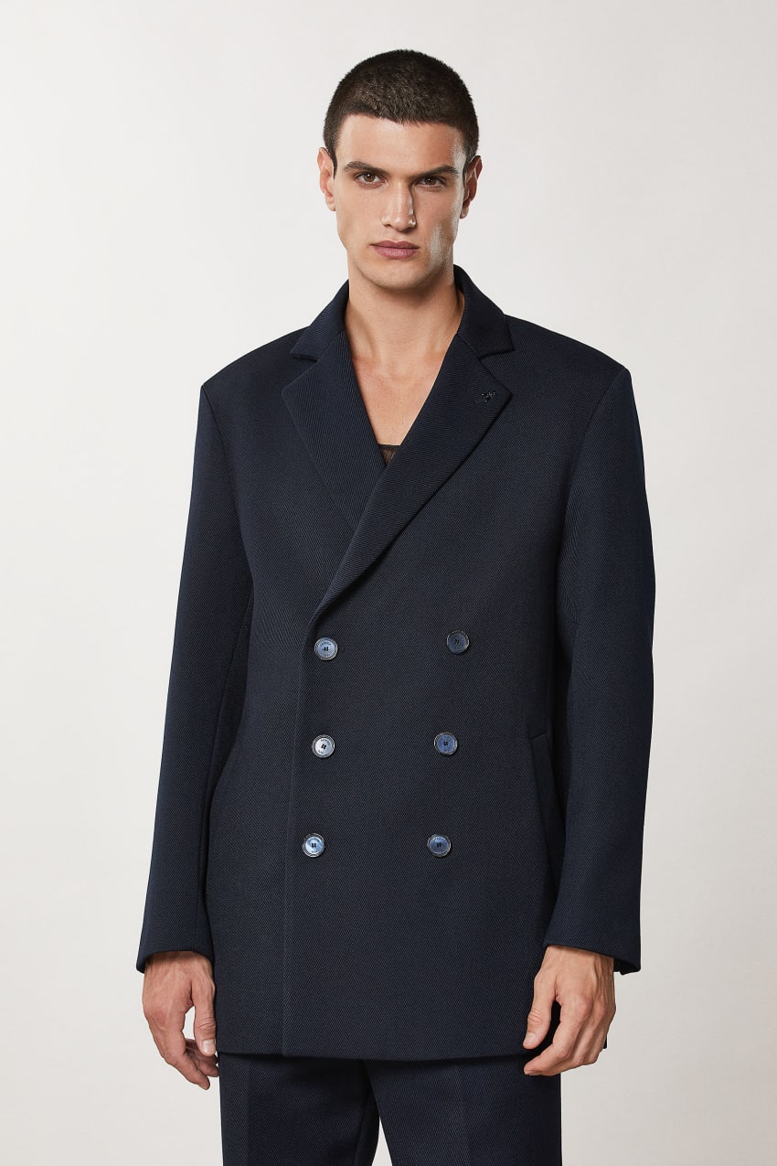 Blue Patrizia Pepe Double-breasted Padded Coat | UZO739405