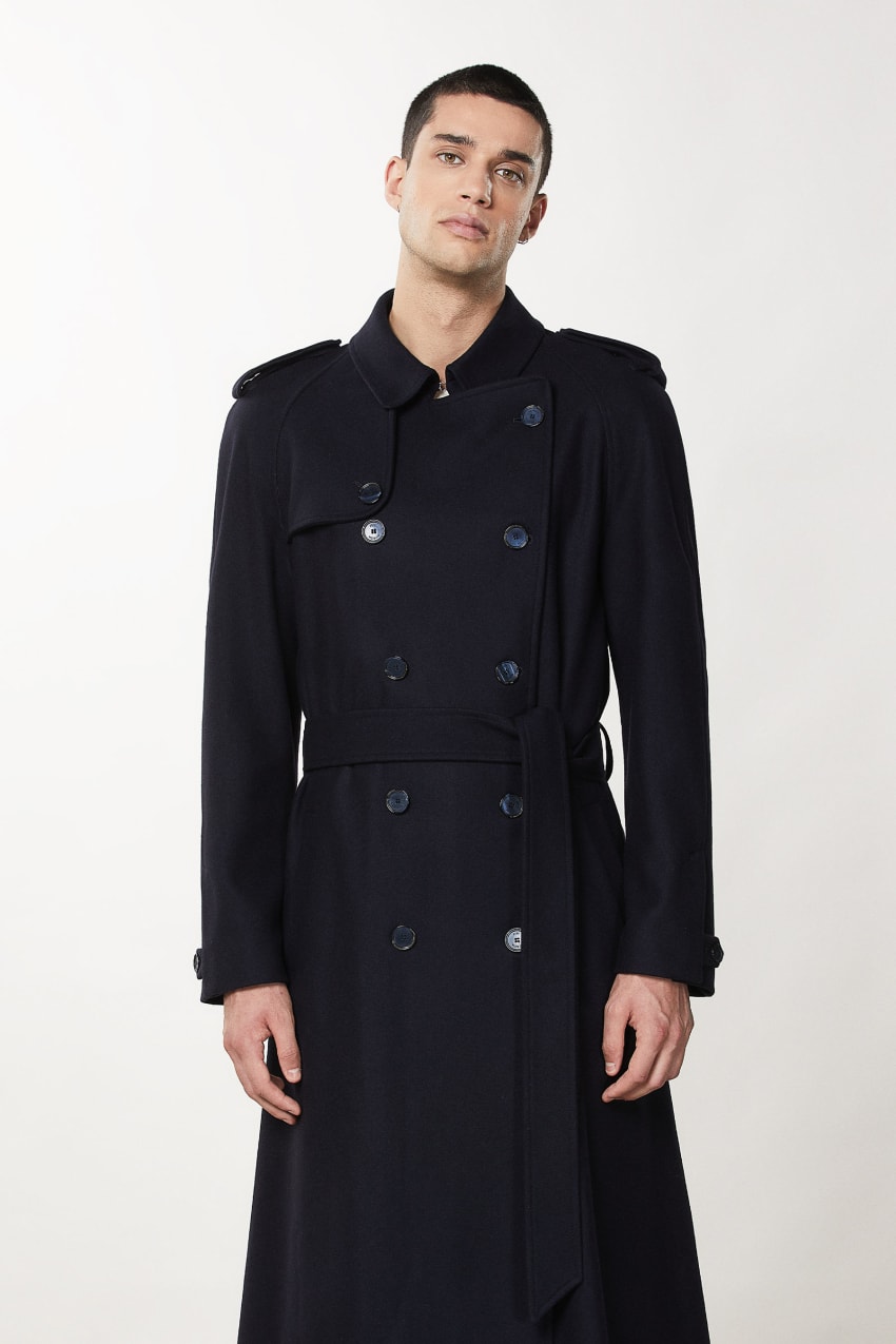 Blue Patrizia Pepe Double-breasted Wool-blend Trench Coat | FHC127489