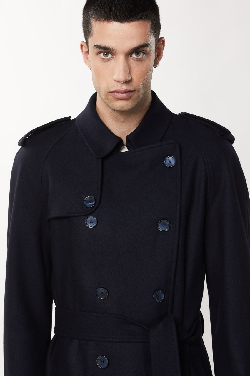 Blue Patrizia Pepe Double-breasted Wool-blend Trench Coat | FHC127489