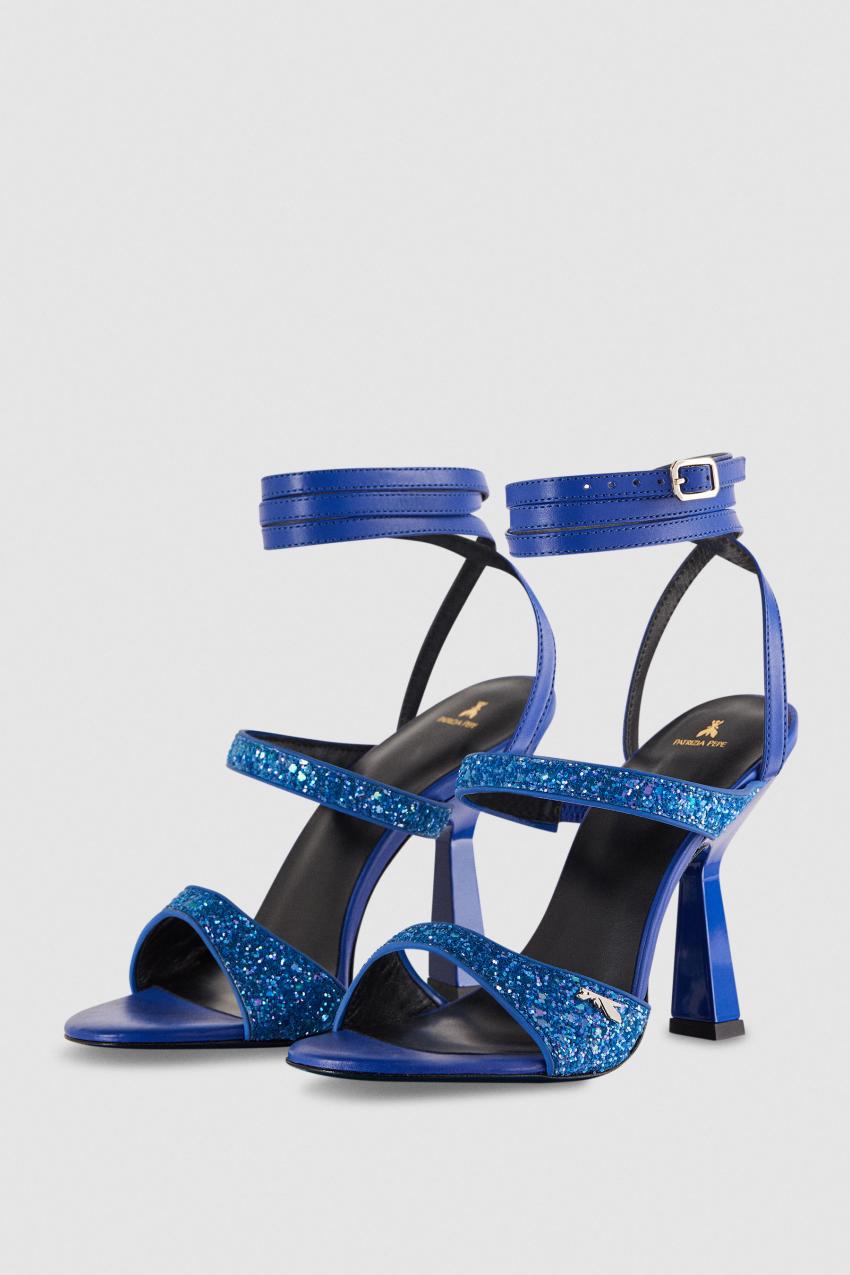 Blue Patrizia Pepe Glitter-coated Fabric Heeled Sandal | HFR620357