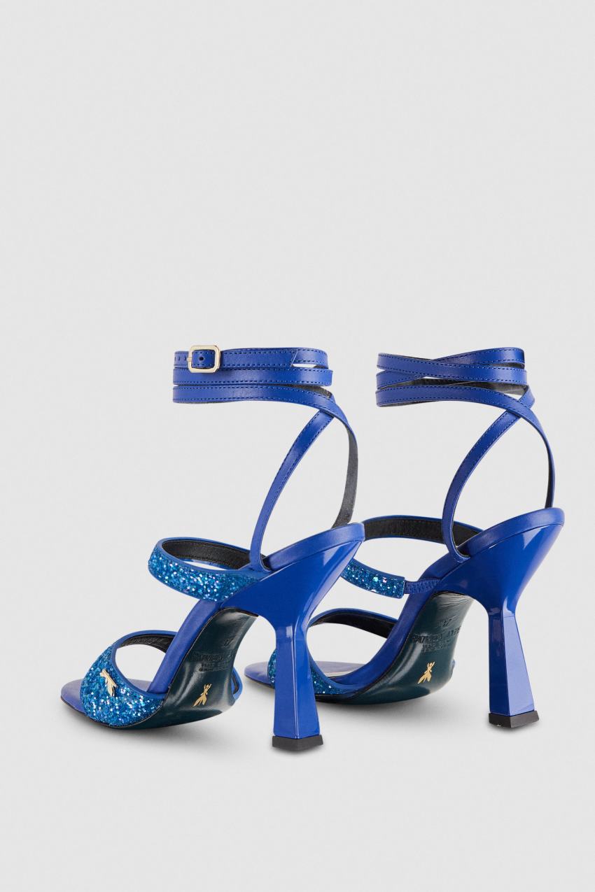 Blue Patrizia Pepe Glitter-coated Fabric Heeled Sandal | HFR620357