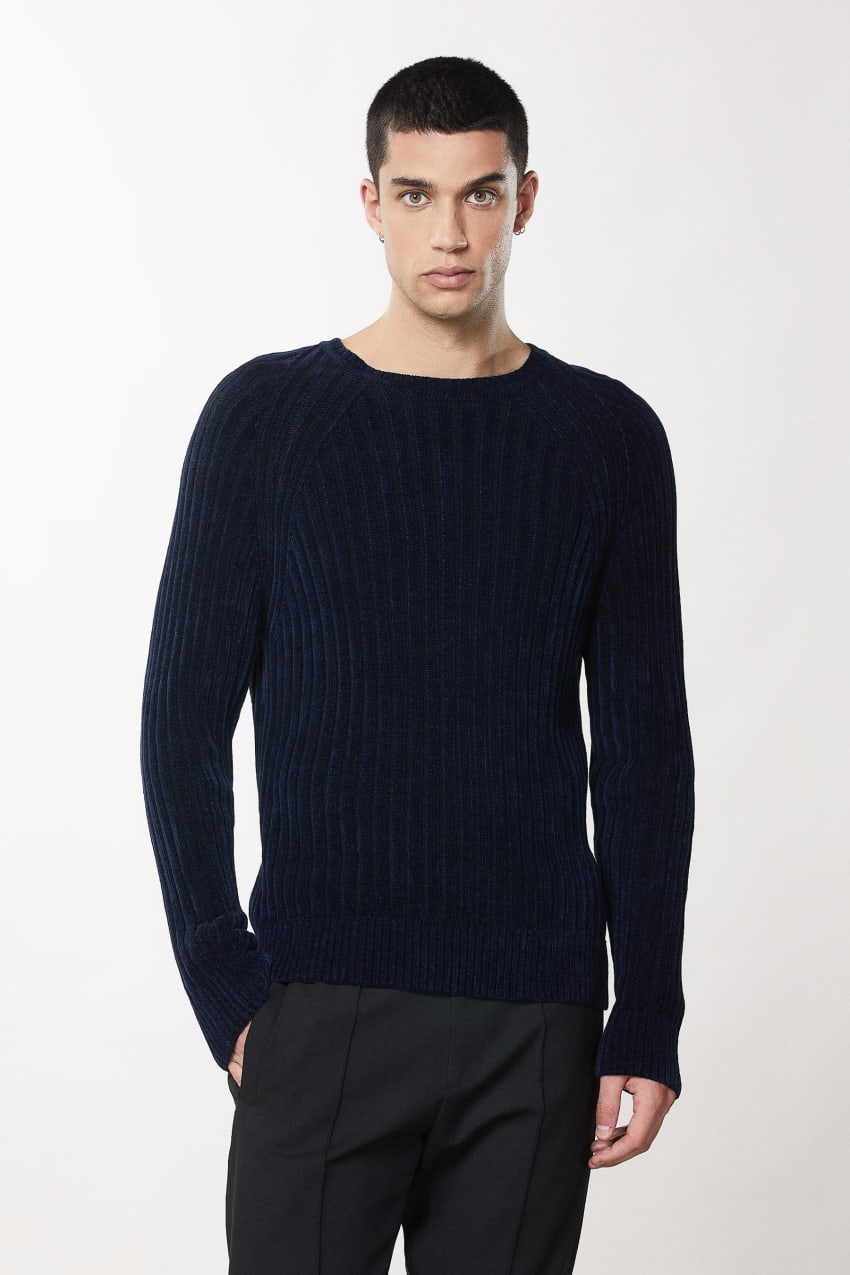 Blue Patrizia Pepe Long-sleeved Ribbed Sweater | HAT713462