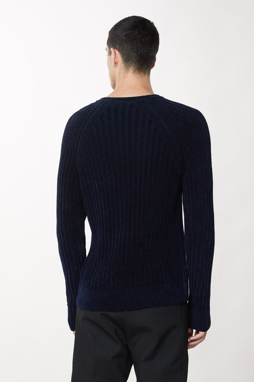 Blue Patrizia Pepe Long-sleeved Ribbed Sweater | HAT713462