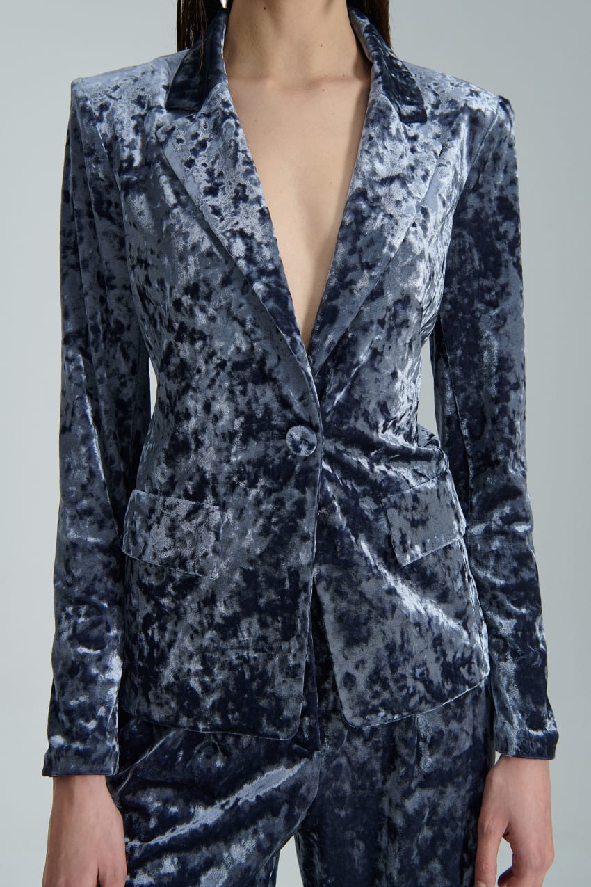 Blue Patrizia Pepe One-button Velvet Jacket | MHR490685