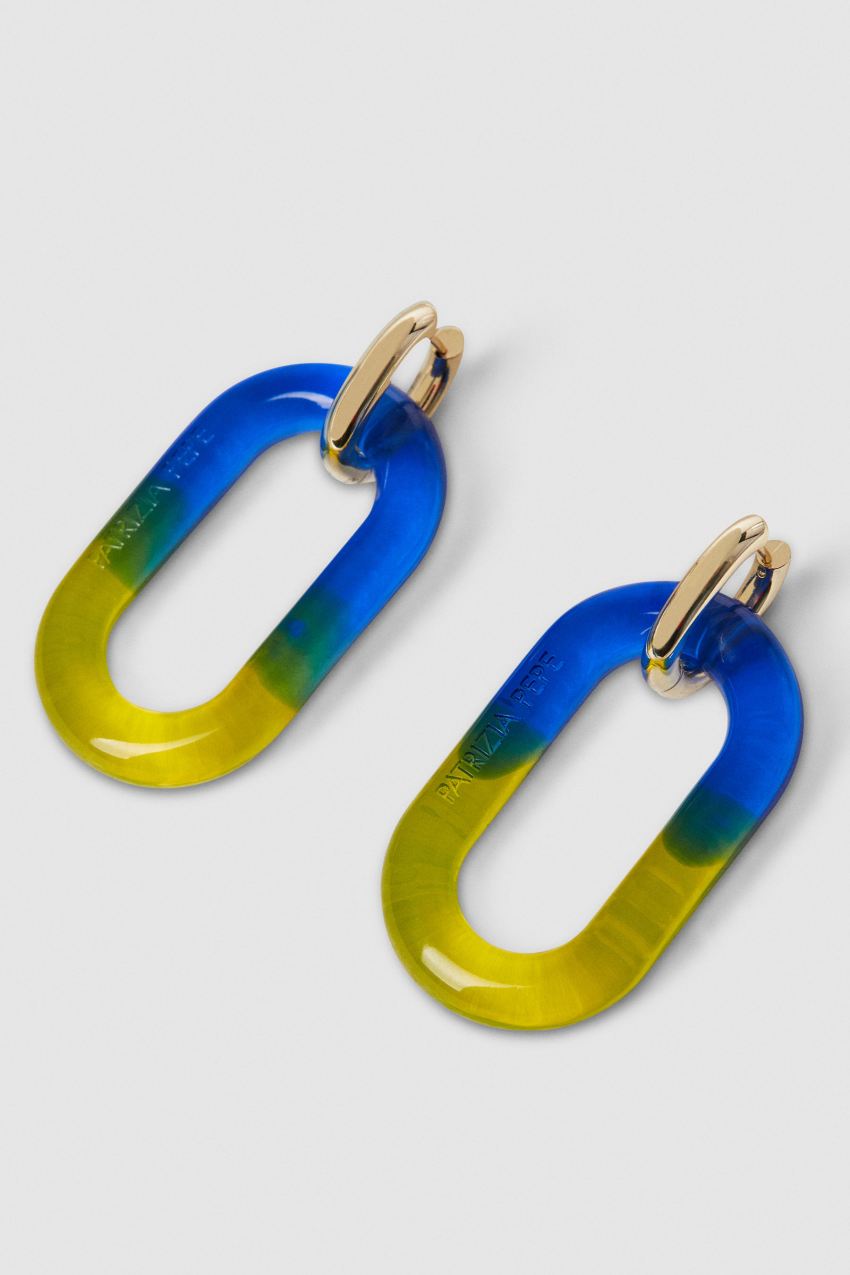 Blue Patrizia Pepe Shaded Maxi Chain Logo Earrings | XFN490758