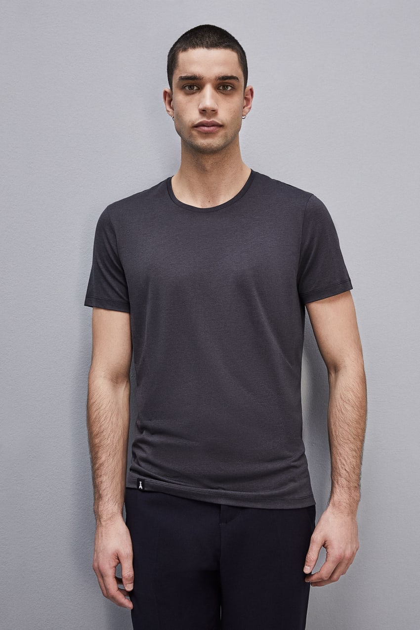 Blue Patrizia Pepe Slim Fit T-shirt In Lyocell Jersey And Cotton | ISD134852