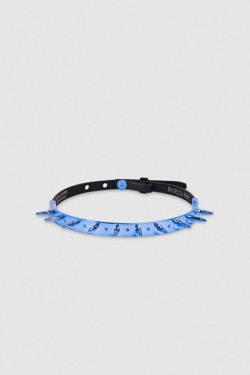 Blue Patrizia Pepe Studded Leather Choker | MKH395286