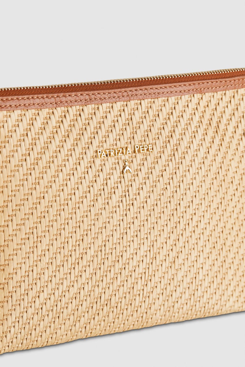 Brown Patrizia Pepe Envelope Bag In Woven Fabric | BSC418623