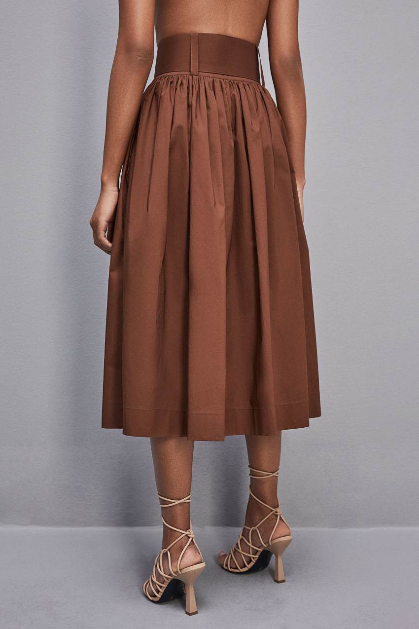 Brown Patrizia Pepe Midi Flared Skirt With Belt | RQH958206