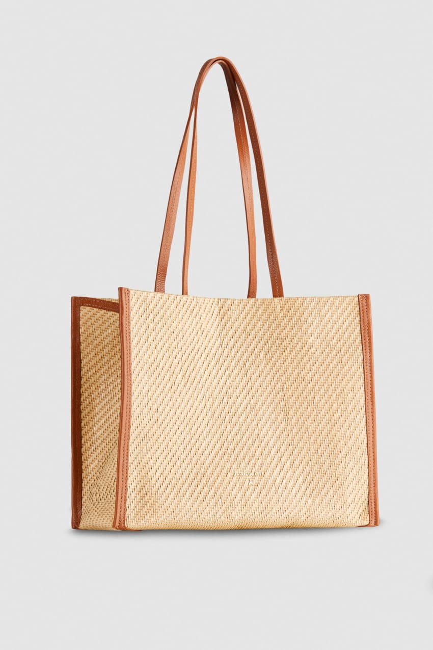 Brown Patrizia Pepe Woven Fabric Shopping Bag | ASI639154