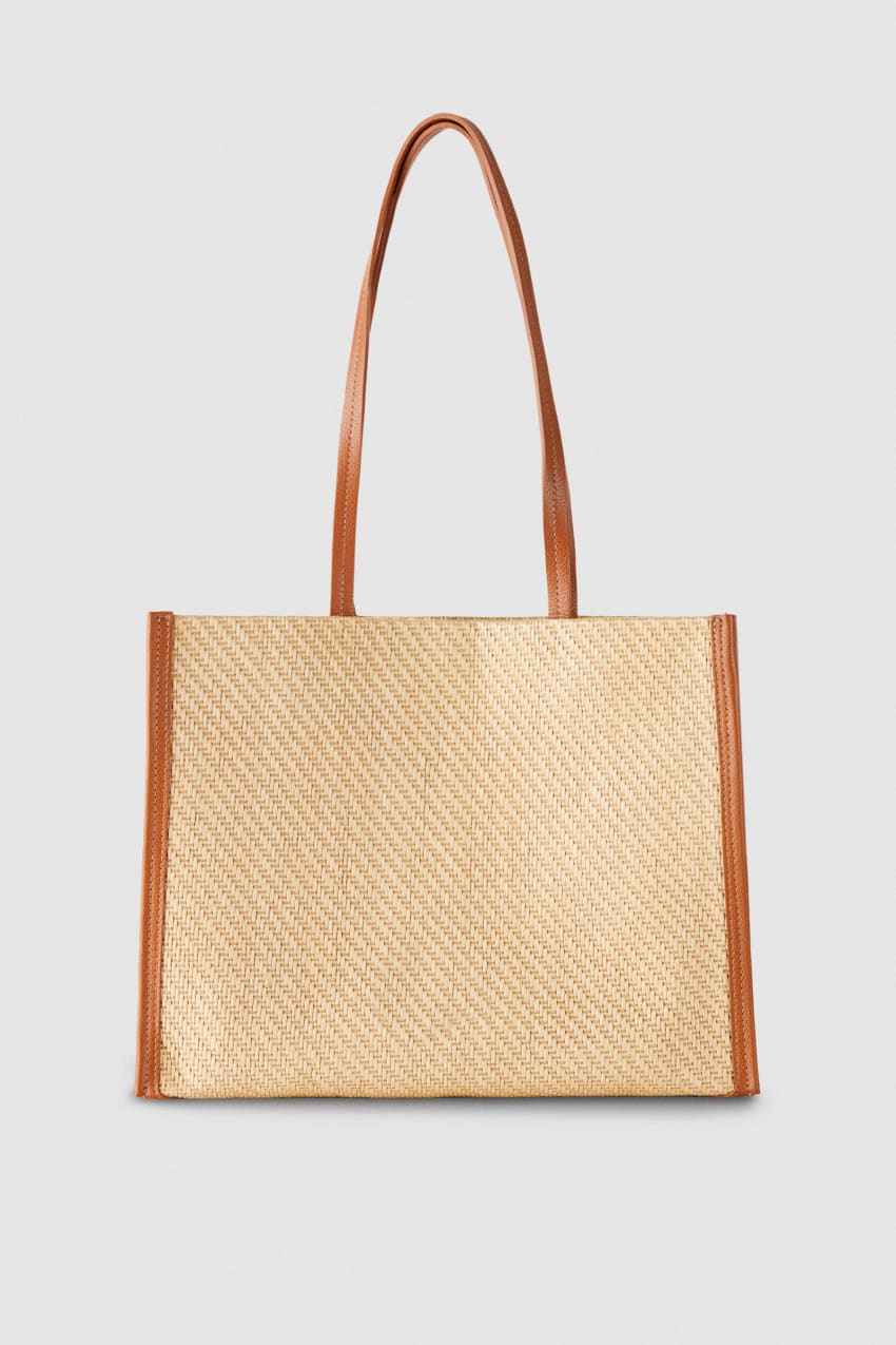 Brown Patrizia Pepe Woven Fabric Shopping Bag | ASI639154