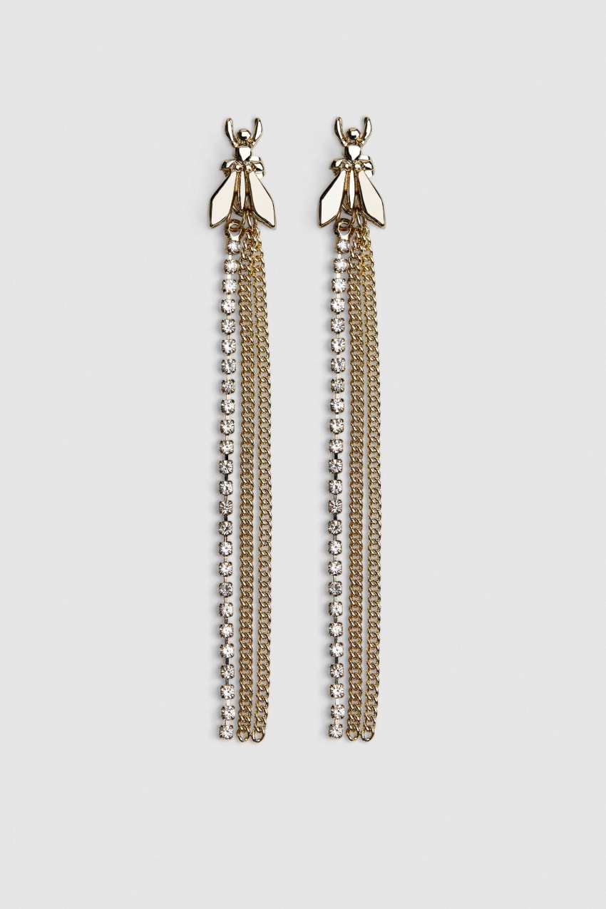 Gold Patrizia Pepe Brass And Glass Earrings | IHS620875