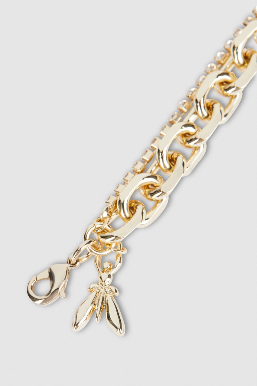 Gold Patrizia Pepe Fly Diamond Brass Chain Bracelet | NAW682091