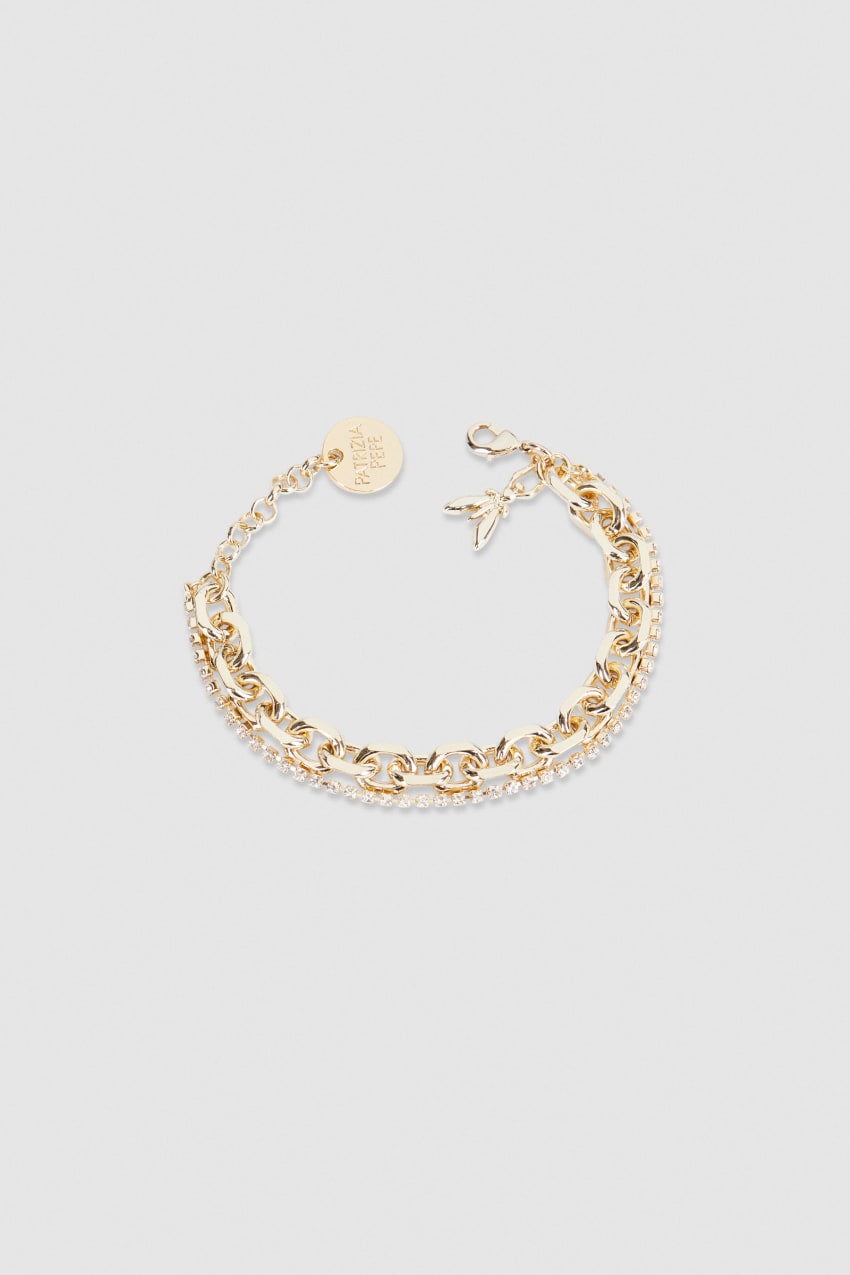 Gold Patrizia Pepe Fly Diamond Brass Chain Bracelet | NAW682091