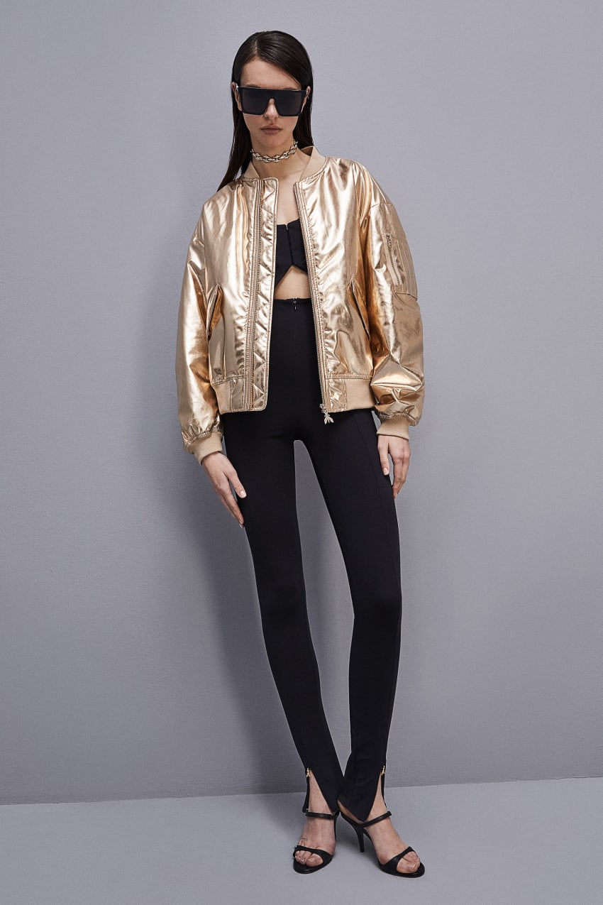 Gold Patrizia Pepe Padded Over Bomber Jacket | BYG649150