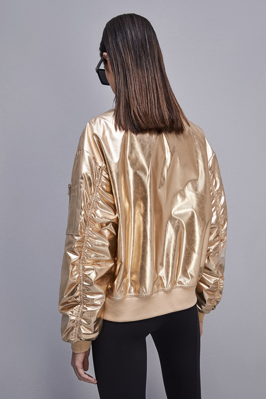 Gold Patrizia Pepe Padded Over Bomber Jacket | BYG649150