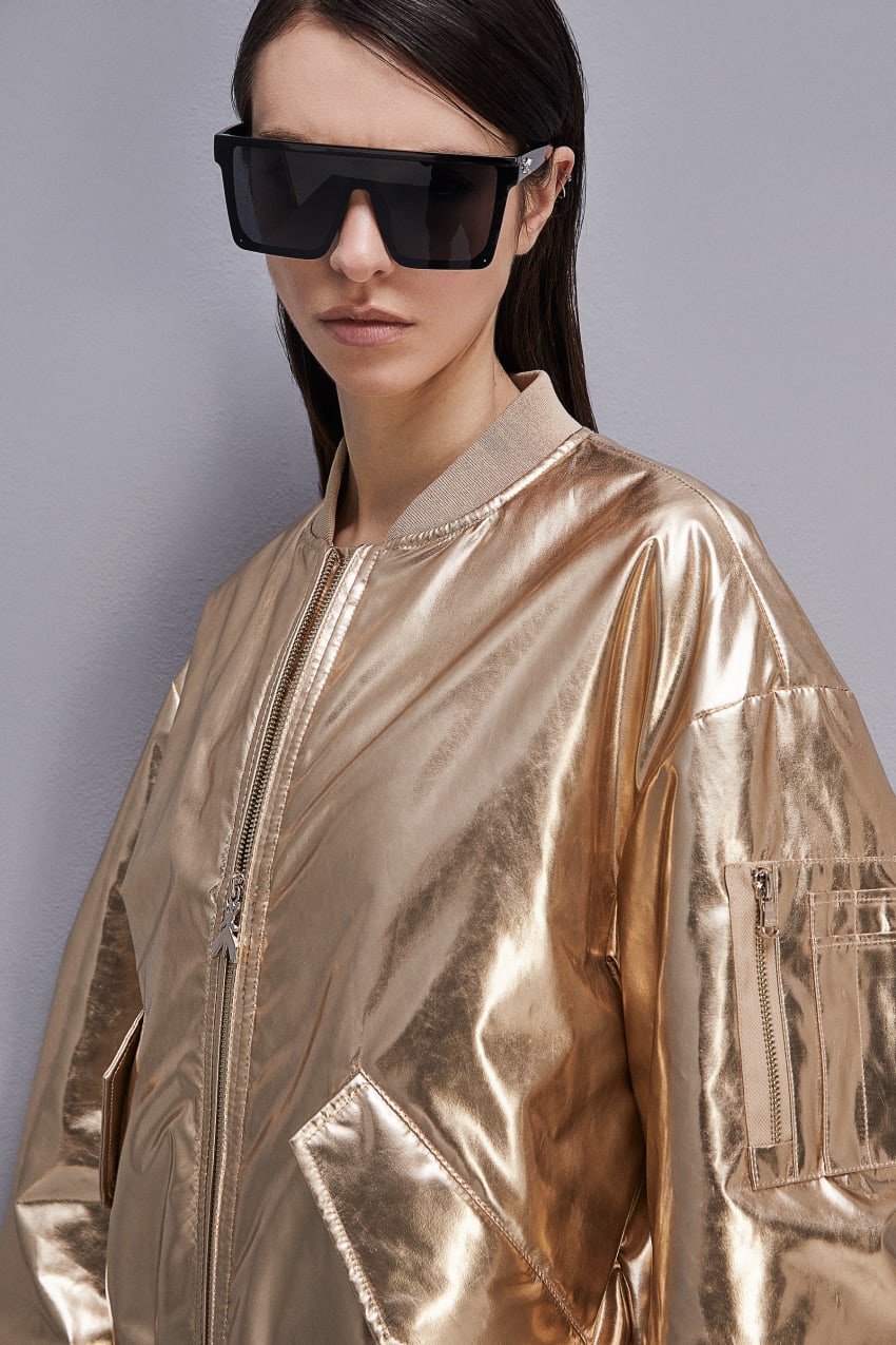 Gold Patrizia Pepe Padded Over Bomber Jacket | BYG649150