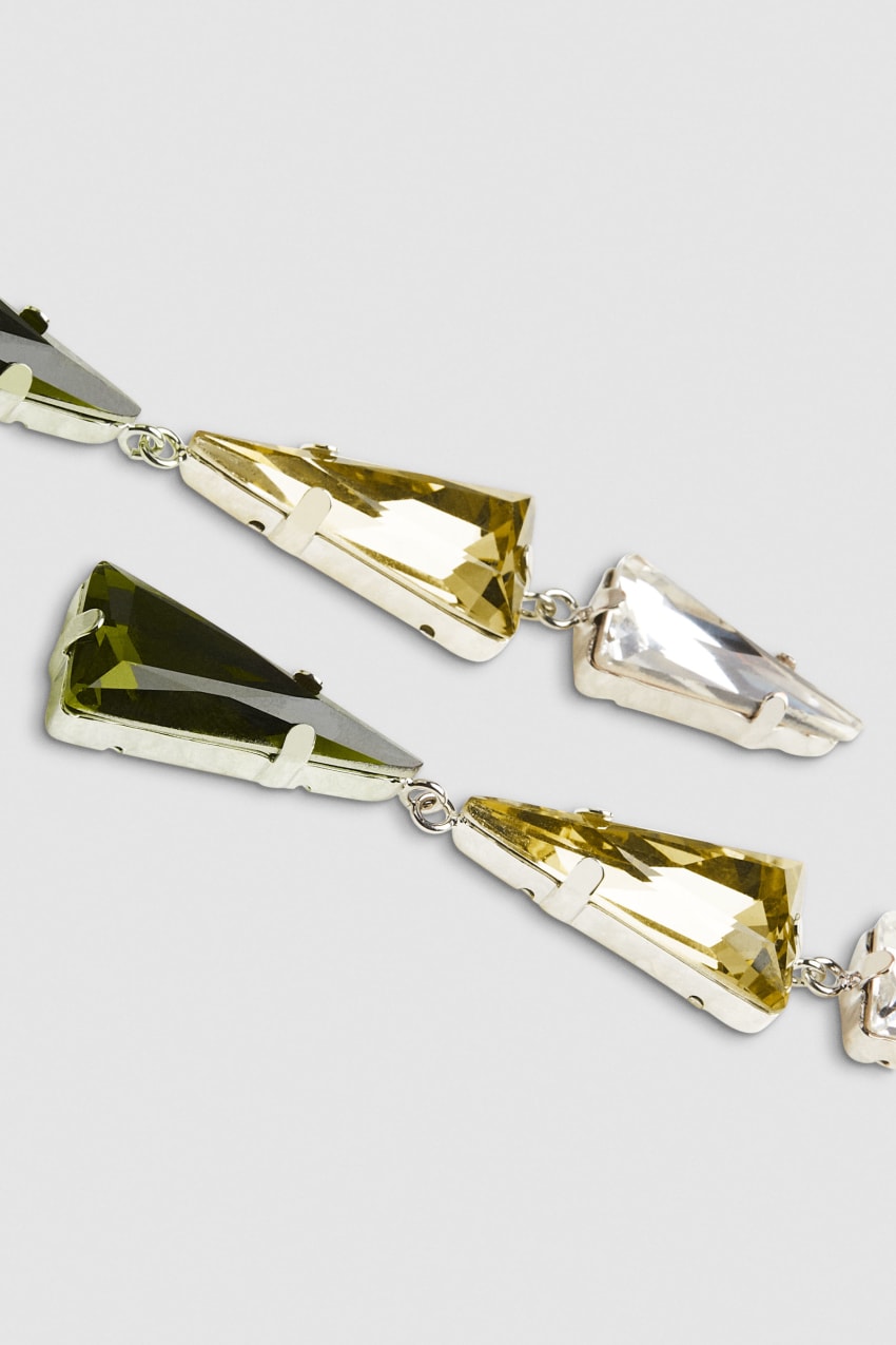 Green Patrizia Pepe Brass Earrings With Rhinestones | FDL491687