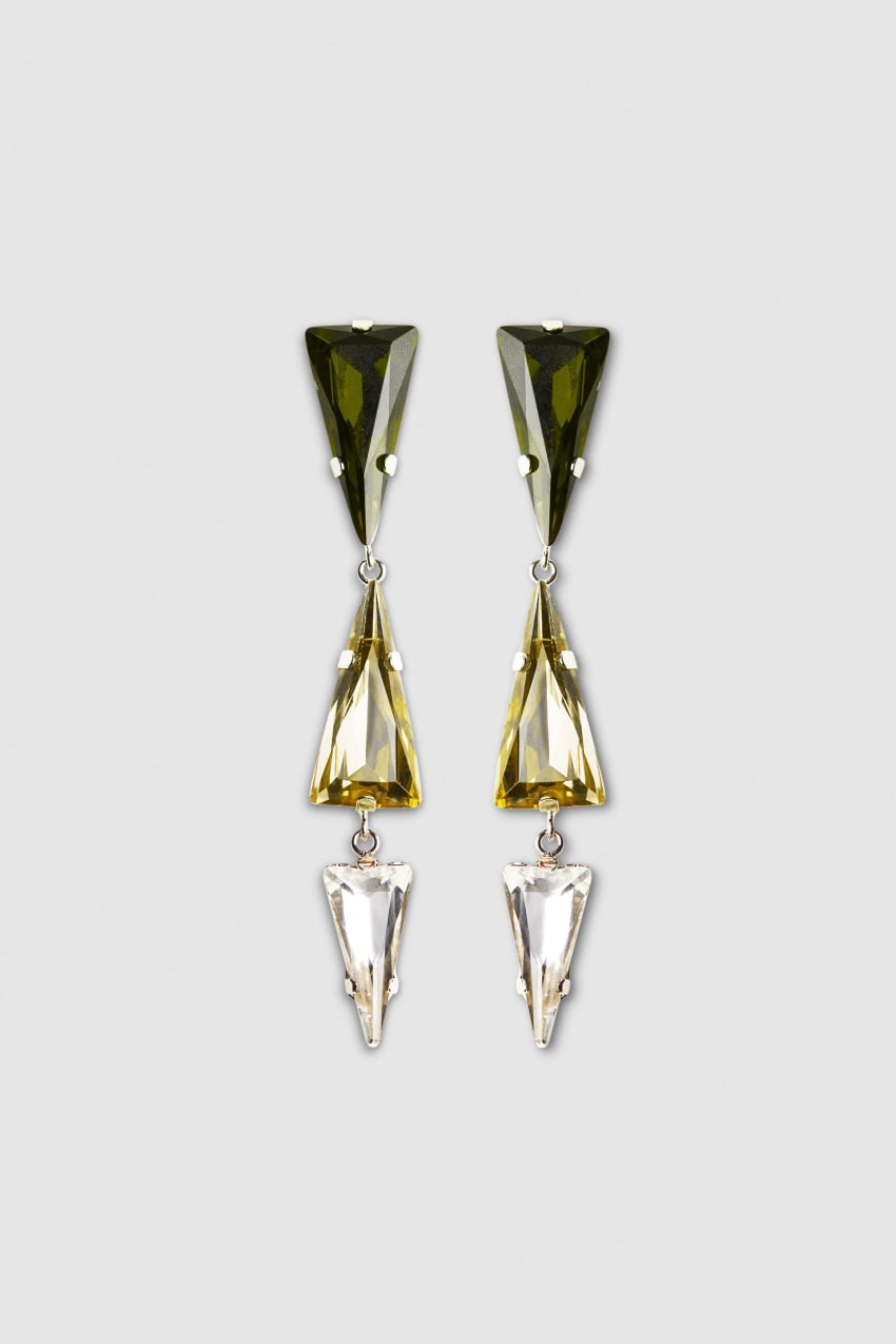 Green Patrizia Pepe Brass Earrings With Rhinestones | FDL491687