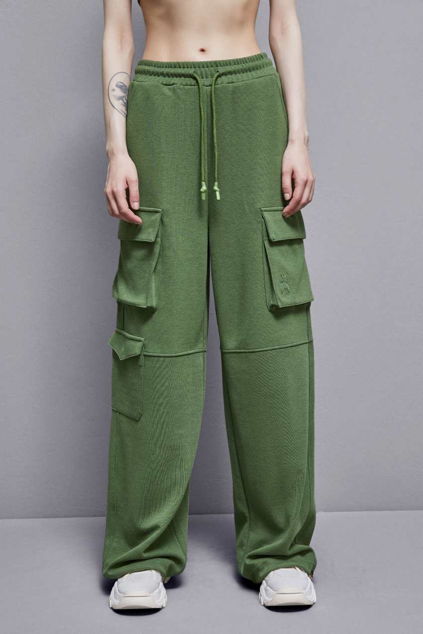 Green Patrizia Pepe Cotton Blend Fleece Cargo Pants | XDI692450