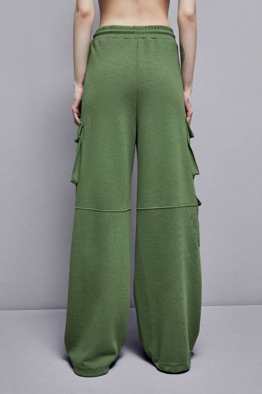 Green Patrizia Pepe Cotton Blend Fleece Cargo Pants | XDI692450