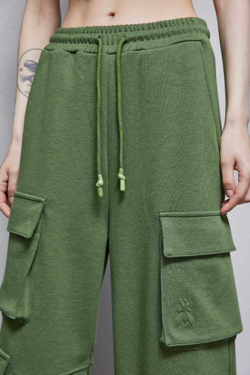 Green Patrizia Pepe Cotton Blend Fleece Cargo Pants | XDI692450