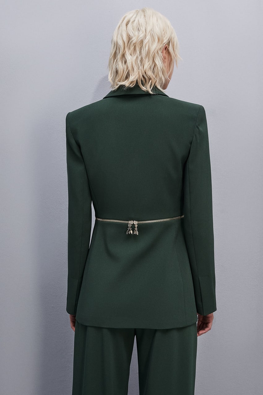 Green Patrizia Pepe Essential Crepe Jacket With Zipper | WNG984316