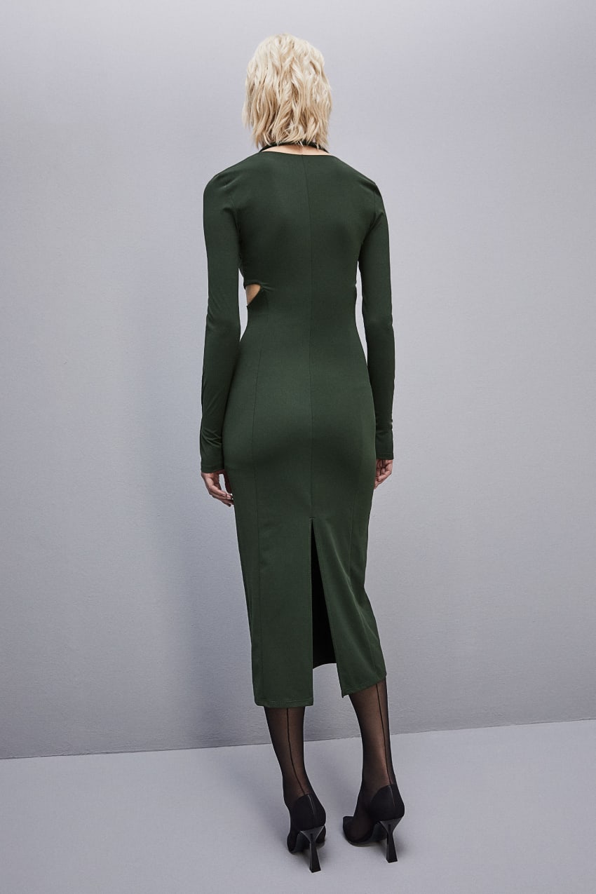 Green Patrizia Pepe Essential Jersey Midi Dress | JPK362541