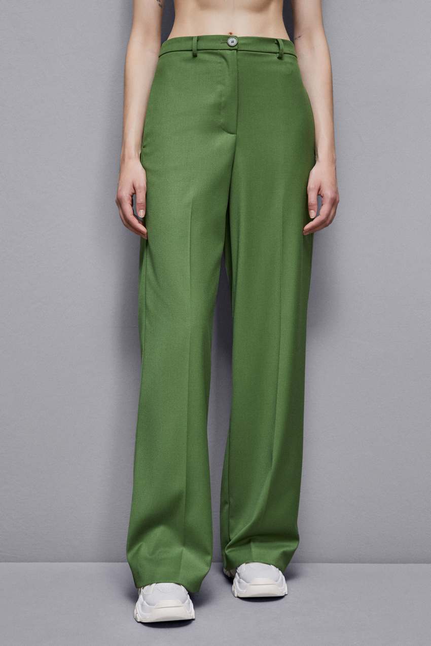 Green Patrizia Pepe Flannel Pants With Pleats | PTN281479