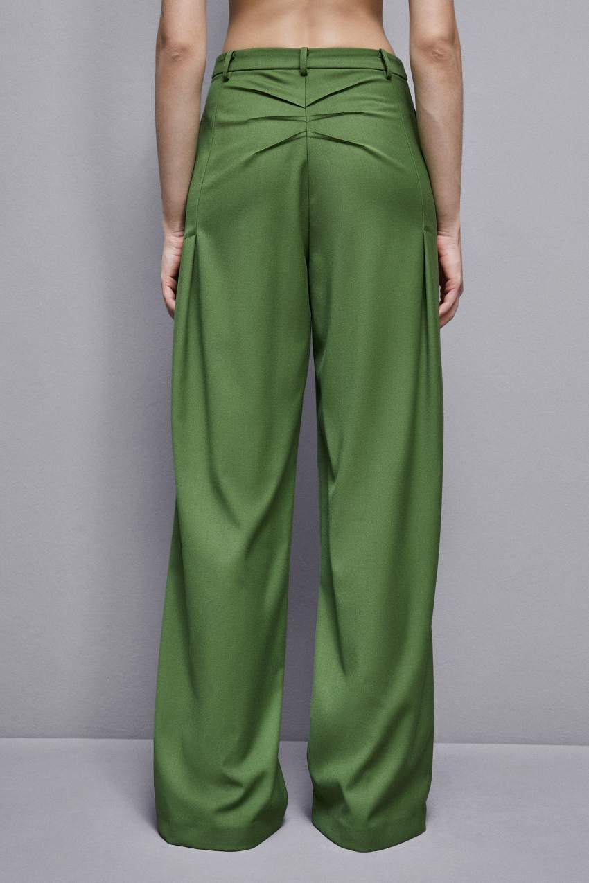 Green Patrizia Pepe Flannel Pants With Pleats | PTN281479